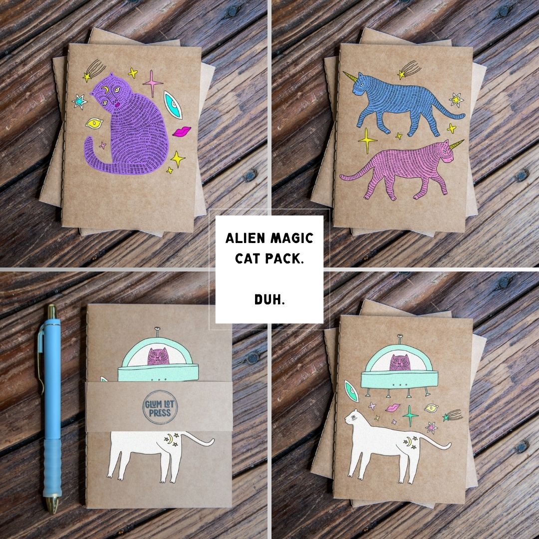 Travel Journal Set | Alien Magic Cats Pack